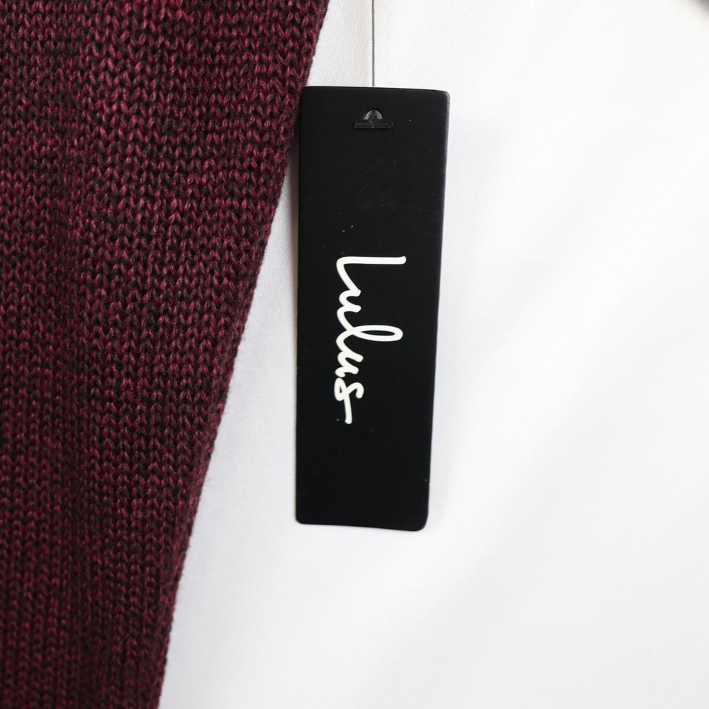 Lulus Sweater Dress Womens Small Burgundy Short Sleeve Turtleneck Knit Maxi New - Picture 3 of 8